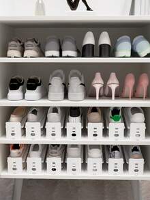 1/6pcs Adjustable Shoe Storage Rack, Space-Saving Shoe Stacker For A Pair Of Shoes, Plastic Shoe Organizer For Entrance, Corridor, Living Room, Bedroom And Bathroom Shoe Cabinet. - Multicolor - View 2