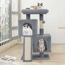 Cat Tree, 34 Inch Cat Tree Tower With 2 Cat Condo, Cat Tower With Scratching Post & Sisal-Covered Scratching Board, Cat Climbing Tower, Cat Tree For Indoor Cats - Light Grey - View 2