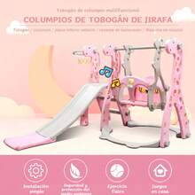 3 En 1 Centro De Juegos Para Niños - Columpios C/cinturon, Resbaladilla Y Canasta De Basket - Celeste - Ver 6