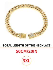 1件可调节宠物猫狗项圈项链，适合小型/中型/大型宠物，宠物配饰金色狗项圈猫幼犬链带水钻 - 金色 - 查看 12