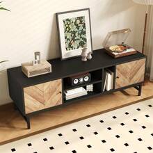 Television Stands & Entertainment Centers - Black+Natural + Iron + Particle Board + 39 Inches Or Less + 39 Inches Or Less - View 8