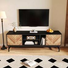 Television Stands & Entertainment Centers - Black+Natural + Iron + Particle Board + 39 Inches Or Less + 39 Inches Or Less - View 3