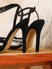 大码女士性感细高跟凉鞋，休闲派对优雅百搭时尚细高跟凉鞋，时尚性感派对细高跟凉鞋，女士日常行走细高跟凉鞋 - 黑色 - 查看 7