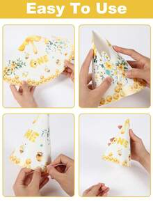 6pcs Bee Themed Paper Hats, Celebrate Baby's 1st Birthday Party Hats, Bee Honeycomb Themed Birthday Party Decorative Hats, Birthday Party Photo Props, Small Bee Party Decorations, 1st Birthday Party Supplies, Bee Themed 1st Birthday Party Accessories, DIY Casual Handmade Paper Hats, 1st Birthday Decorations, Birthday Gifts, Party Favors - 1-year-old Bee - View 10