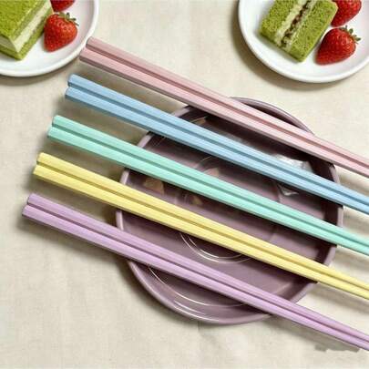 5/10 Pairs Reusable Durable 5-Color Chopsticks, Chinese Style Chopsticks, Dishwasher , Antibacterial Kitchen Utensil Set, Non-Slip, Anti-Mold