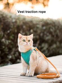 1 Set Arnés y Correa para Mascotas, Arnés de Chaleco Estilo Lindo para Gatos, Anti-Escape, Hebilla de Reflectante, Adecuado para Pasear Gatitos - Verde - Ver 3