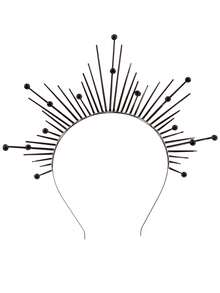 1 pieza Diadema estilo europeo con halo, tocado de disfraz de Halloween, corona para diosa en desfile de moda, decoración de festival, accesorio para el cabello de novia, accesorios para el cabello de boda - negro - Ver 14