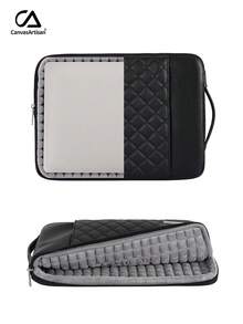Shockproof Notebook Bag Black PU Laptop Sleeve With Handle Diamond-Quilted Laptop Bag - Black - View 2