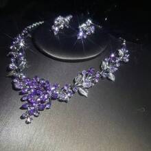 A Women's Jewelry Set, Including A Necklace And Earrings, Set With Rhinestones. Stylish, Elegant, And Luxurious, Suitable For Brides, Weddings, Banquets, Parties, And Formal Occasions. - Jewelry Set - View 4