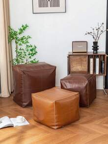 1pc Retro Style PU Leather Storage Soft Stool, Multifunctional Old Clothes Storage Sofa Stool, Foldable Clothes Storage Box, Wardrobe Storage Box, Living Room Footstool, Bedside Stool, PU Leather Waterproof Material, Dustproof And Moisture-Proof, Reusable - Multicolor - View 8