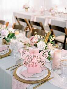 6 piezas Cajas de regalo con forma de mariposa 3D huecas de color rosa/morado, cajas de recuerdo para bodas, envoltorios de caramelos de papel, cajas de decoración para fiestas, adecuadas para bodas, San Valentín, cumpleaños, despedidas de soltera - Multicolor - Ver 5