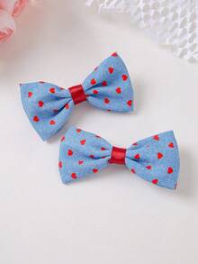 6pcs Denim Color Bowknot Hair Clips, Fashion Hair Accessories, New Hair Clips Party Decorations, Holiday Party Decorations - Multicolor - View 6