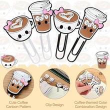 12 Pcs Coffee Cup Shape Paper Clips Funny Cute Paperclips Bookmarks Planner Clips Back To Schoolsss Teacher Appreciation Gift Supplies For Employee Office Supplies Stationery Coffee Lover Gifts - 白色,黑色 - 查看 5