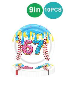 50 Peças Placas, Copos e Guardanapos Temáticos de Beisebol, Sorvete e Rosquinhas, Suprimentos para Festa, Decorações de Festa de Aniversário Temática de Beisebol, Pratos de Sobremesa Descartáveis de 7 Polegadas, Conjunto de Talheres de Papel, Presentes para Festas, Festas de Aniversário, Festas Esportivas, Eventos de Primavera, Suprimentos para Festas de Feriados - Multicolorido - Visão 4