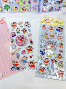 贴纸，PP材质贴纸，挤压减压贴纸，可爱蜡笔小新设计，适合作为礼物送给朋友和同学 - 彩色 - 查看 2