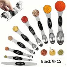 Set Of Modern Stainless Steel Magnetic Measuring Spoons, Kitchen Utensils, Household Essentials, Kitchen Gadgets, Double-Ended Coffee And Baking Tool, Precise Measuring Utensils, Kitchen Gadgets For The Home - Multicolor - View 9