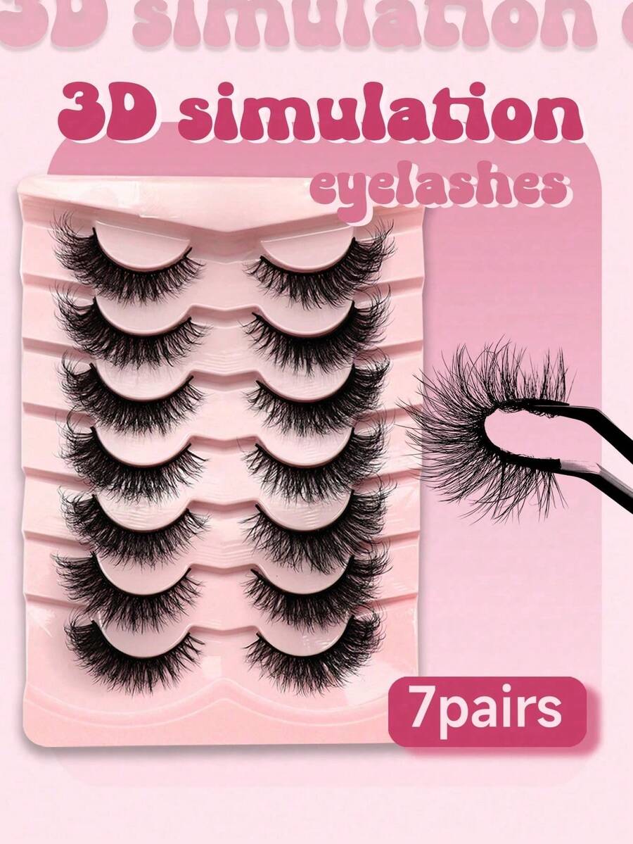 7 par sztucznych rzęs w kształcie kociego oka, dopasowany kształt oczu dla uroczego spojrzenia, miękkie i niepodrażniające, przyjazne dla początkujących - Wielokolorowe - Zobacz 1