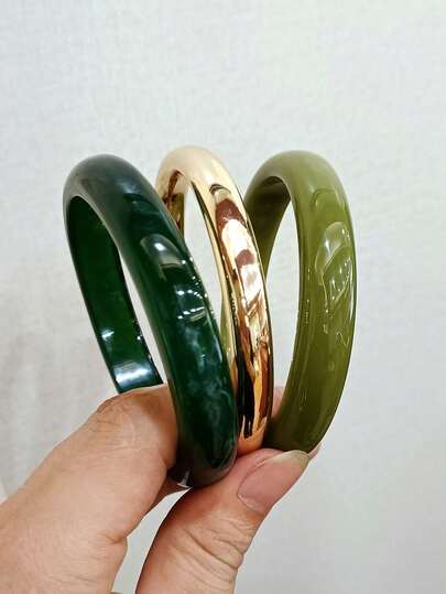 3pcs Elegant Retro Bangle Bracelets, Minimalist Design, Suitable For Daily Wear, Women's Fashion Jewelry, Acrylic Material, No Inlays, Suitable For Daily And Party Occasions All Year Round