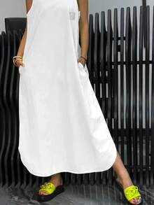 Women Midi Dresses - trắng - Xem 8