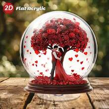 情人节360度旋转2D平面亚克力桌面摆件，适用于家居、办公室、婚礼、生日礼物，2D平面设计，复古美学。 - 彩色 - 查看 6