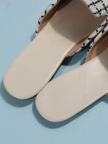Women's Solid Color Bow Decor Pointed Toe Slip-On Flat Shoes, Casual Fashion Elegant Loafers, Soft Bottom Daily Commute Office Shoes, Mules, Brown - White Black - View 9