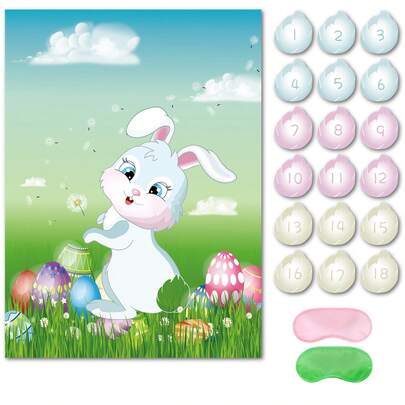 Pin The Tail On The Bunny Game Is Perfect For Birthday Parties And Easter Party Games. Comes With 24 Tail Stickers, Ideal For Easter-Themed Party Decorations.