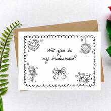 1 Pc Bridesmaid Proposal Card With Will You Be MyBridesmaid Invitation Simple Elegant Style Greeting Card For Good Friends Perfect For Wedding Card Gift CardGreeting Card Thank You Card Birthday Card Wedding Party Graduation Party Any Occasion WithEnvelope