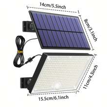 Solar Powered Warm Light Wall Lamp - Outdoor Solar Powered Detachable Wall Lamp With 5m Extra Long Cable, Flexible Placement Without Location Restrictions. 400 LED Beads, For Indoor And Outdoor Use. IP65 Waterproof Rating, With Motion Sensor And Remote Control, 3 Brightness Levels, Suitable For Garage/Pathway/Yard Lighting. - Warm Light - View 3
