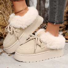 Slippers For Women Fall Winter Warm Faux Fur Lined Ankle Boots Indoor Outdoor House Shoes Cotton Fuzzy Bedroom Slippers - 8569 Trắng - Xem 7