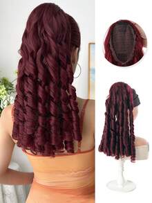 20 Inch Black Deep Wave Curly Synthetic Hair Extension, Drawstring Ponytail Clip-In, Suitable For Women Party And Daily Wear - Multicolor - View 11