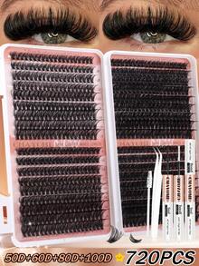 Bộ 720 sợi mi giả uốn cong kiểu D, với độ dài từ 10 đến 16 mm. Bộ mi giả bao gồm nhiều loại mi khác nhau, phù hợp hơn cho việc tự làm mi giả cá nhân, mi giả 3D, mi giả uốn cong kiểu Nga. - Màu nâu  Mocha - Xem 14