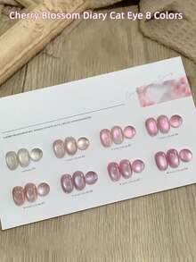 MISSMONDAY 1 Bottle Of 15ml Sakura Pink Cat Eye Gel Nail Polish, Super Bright Removable UV Gel Mirror Glass Cat Eye Magnetic Gel Nail Polish, Semi-Permanent, Suitable For Seasonal Nail Art, DIY Manicures, Salon And Home Use. - Hồng - Xem 4