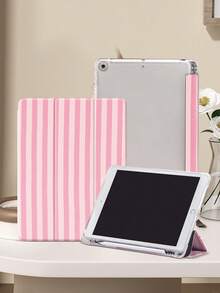 1pc Pink Stripes Tablet Case & Kindle E-Book Case Compatible With IPad 10th Generation, IPad 11/Air 4th/Air 7th/9.7 Inches, Compatible With Samsung Galaxy Tab A9 Plus, Kindle (11th Generation-2024 Release)(6 Inch), Kindle Paperwhite 12th Gen 2024, Great Holiday Gift, Stylish And Simple Pattern. - Pink - View 3