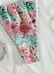 Bộ bikini hai mảnh phong cách Bohemian gợi cảm và dễ thương kiểu Âu Mỹ dành cho nữ, thích hợp mặc đi biển mùa hè, với họa tiết da báo màu hồng, năm 2026. - Hồng - Xem 8
