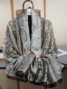 1pc Fashionable Printed Headscarf, Luxury Sun-Shading Scarf 85*180CM, Women's Outdoor Shawl, Popular Silk Scarf, All-Season Windproof Long Scarf, New Style Tubular Scarf