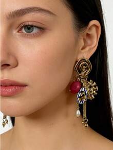 1 Pair Women's Fashion Earrings, Retro Vacation Style Enamel Colorful Creative Drop Earrings - Multicolor - View 2
