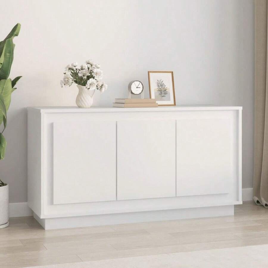 Sideboard White 102x35x55 Cm Engineered Wood - White - View 1