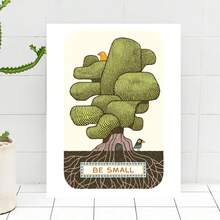 Framed 1pc Tree & Birds With "BE SMALL" Canvas Wall Art - Minimalist Healing Themed Print, Stylish Home Decor, Ready-To-Hang For Bedroom & Leisure Space - Framed - 查看 2