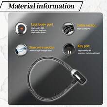 NURBO 1pc Bicycle Steel Cable Lock, Long Straight Steel Cable Lock, Anti-Theft With 2 Keys, Reinforced Bicycle Security Accessory, Motorcycle Accessory, Suitable For Bicycle, Motorcycle, Electric Bike, Scooter, Easy To Use - Black - View 5