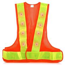 Chaleco con luz LED de alta visibilidad, chaleco reflectante, chaleco reflectante de tráfico para exteriores, reflector de advertencia nocturna. - Naranja - Ver 2