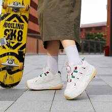 Giày trượt patin thời trang dành cho thanh thiếu niên, 4 bánh xe, bánh sau có thể tháo rời, khóa xoay có thể thu gọn, giày trượt patin giải trí cho nam và nữ, quà tặng ngày lễ và sinh nhật. - Màu be - Xem 8