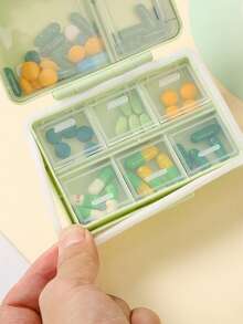 1pc Small Medicine Box With Cartoon Patternsprinted With Cute Pill Patterns And The Words "My Medicine Bag". A Portable Medicine Box, Small And Lightweight, Easy To Carry, Waterproof, Nine Grid, Large Capacity, N Storage, Able To Hold Smaller Items, Suitable For Travel, Outings, Home Essentials, Essential For Medicine Storage, Is The Best Gift For Sick People,For Ramadan, Eid Al-Fitr, Valentine'S Day, Christmas, And Thanksgiving - Multicolor - View 7