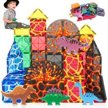 wsfNasjac Juguete Bloques Magneticos 3D 54/90 Pzs Juguetes de Construccion Imanes Stem Bloques de Juguete Dinosaurios para Niños Iman Tile Magnetica Construccion Regalo para Niños Juguetes Educativoaad - 54 - Ver 2
