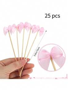 30/50 chiếc que xiên cocktail nơ hồng dùng cho đám cưới, tiệc tùng, quà tặng cho tiệc mừng em bé, tiệc độc thân, tiệc sinh nhật, tiệc tốt nghiệp, tiệc sinh nhật công chúa. - Màu Hồng baby - Xem 11