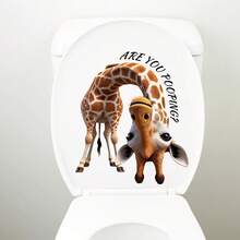 2 Waterproof And Removable Fun And Quirky Toilet Decoration Stickers, Featuring Giraffe/Donkey Funny Shapes, Paired With Fun Text, Bathroom Stickers Suitable For Home Toilet Decoration, Apartment And Homestay Bathroom Fun Decoration