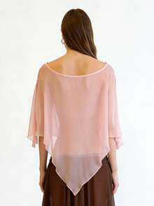 Women Sheer Tops, Solid Irregular Cover-up Loose Summer Clubwear for Street Party - Rosa - Ver 2