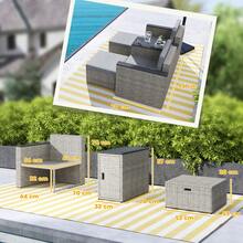 Outsunny 5 Piece Rattan Garden Furniture Set, Nesting Outdoor Furniture Conversation Set With 2 Footstools, WPC Storage Coffee Table And Cushions, Wicker Garden Sofa For Conservatory, Terrace, Grey - Grey - View 2