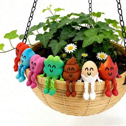 1pc Interesting Cartoon Figurine - With Movable Leg Joints, Suitable For Desktop Decor, Garden Planter Decoration