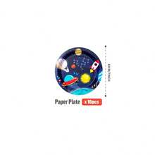 100/25/10pcs Set Of Disposable Space Exploration Theme Party Supplies, Including Plates, Napkins, Cups, Suitable For 25 Guests, Ideal For Birthdays, Weddings, Theme Parties, Family Picnics. - Multicolor - View 11