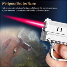 Torch Lighter, Collapsible Cool Design Lighter, Windproof Adjustable Jet Flame Lighter, Refillable Butane, Great Gift For Men And Women, Lighter For Candles, Kitchen, Camping, Barbecues, Valentines Decorations For Home (Fuel Not Included) - Màu đỏ tím - Xem 3